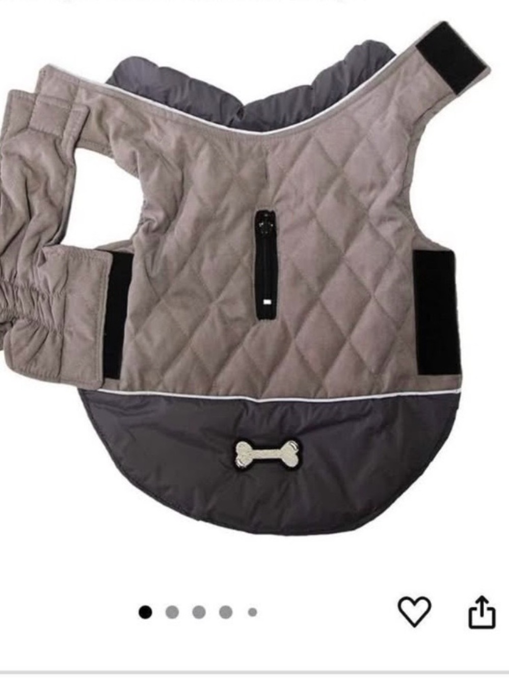 Reversible Grey Waterproof Dog Coat for Medium Dogs